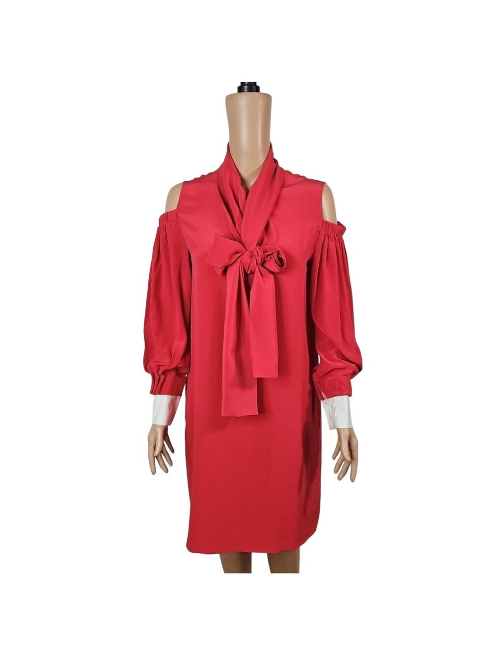 Fendi Women's Red Off the Shoulder Silk Dress Size 38 (Size 2)
